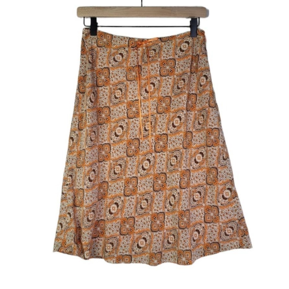 Ann Taylor Orange Patterned Mini Skirt
